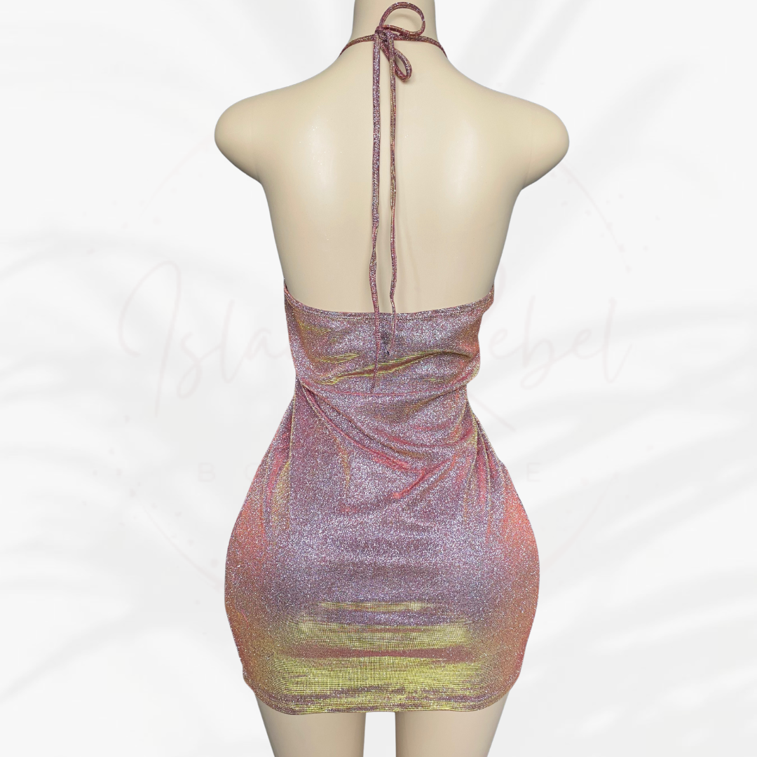Peek-a-Boo Metallic Dress