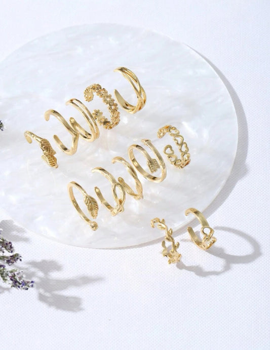 12Pcs Gold Toe Rings