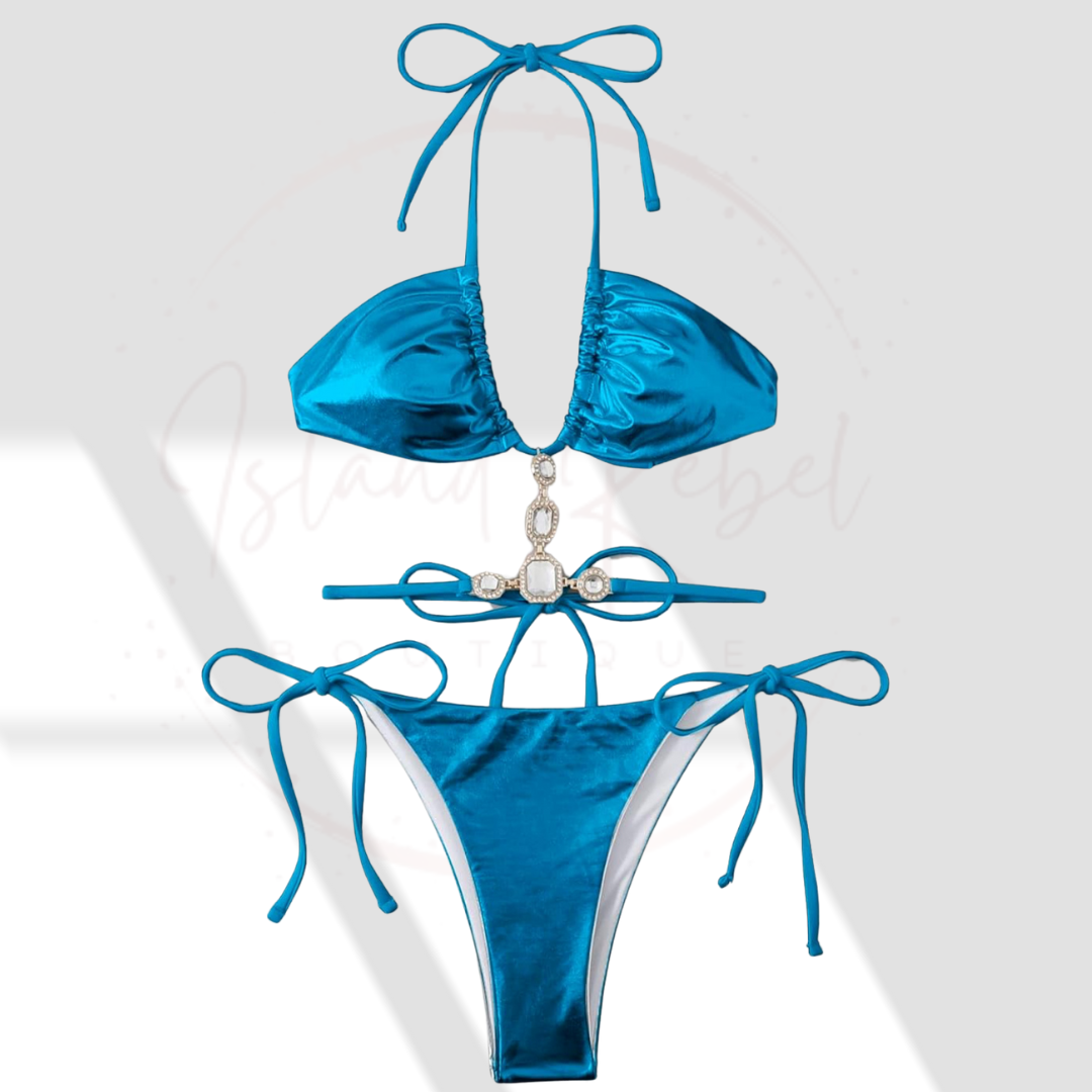 Metallic Rhinestone Bikini