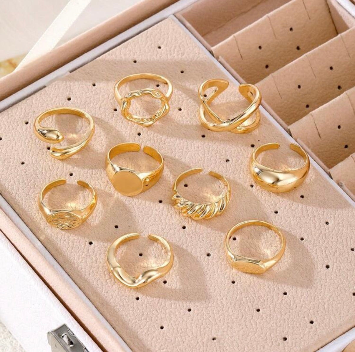 9pcs Gold Ring Set