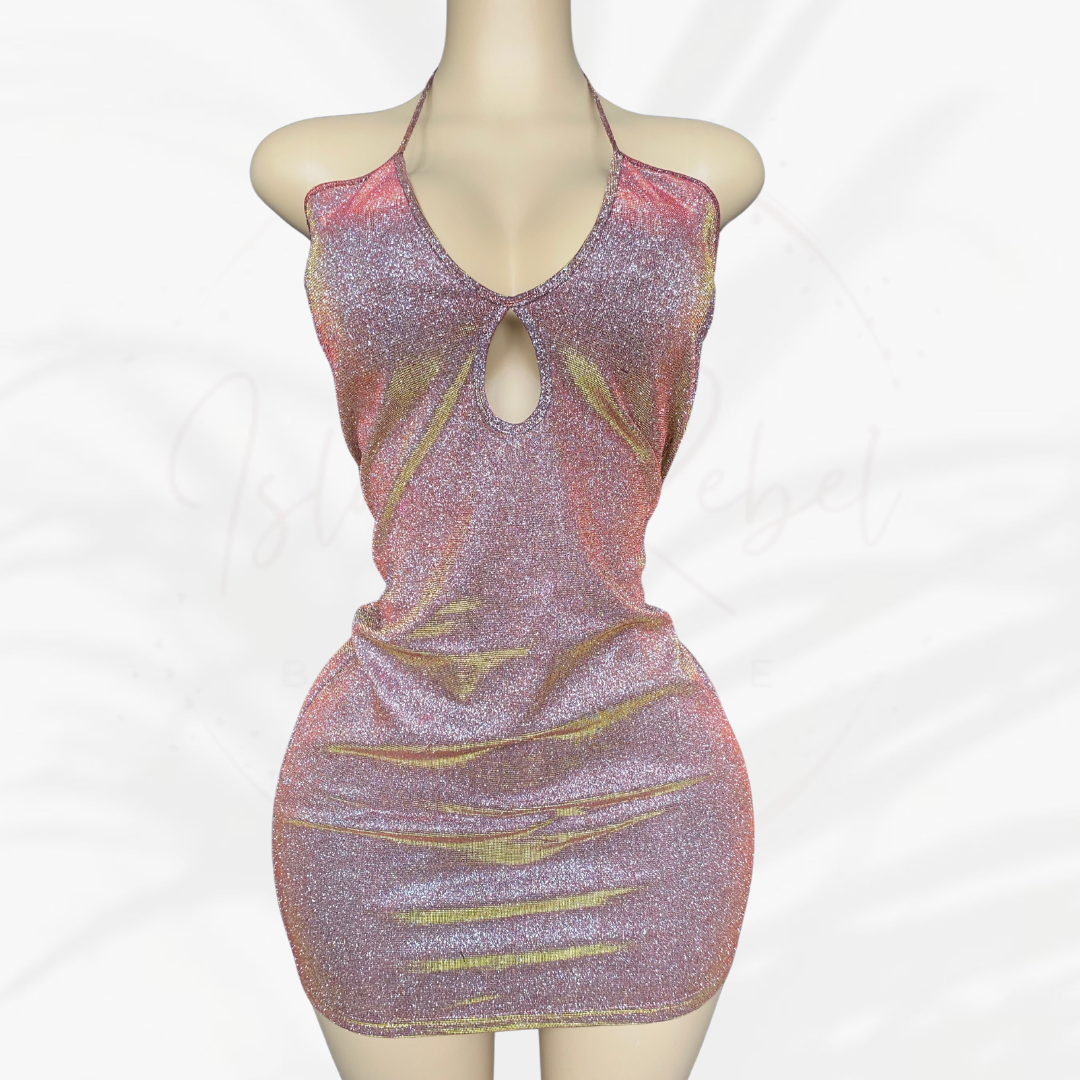 Peek-a-Boo Metallic Dress