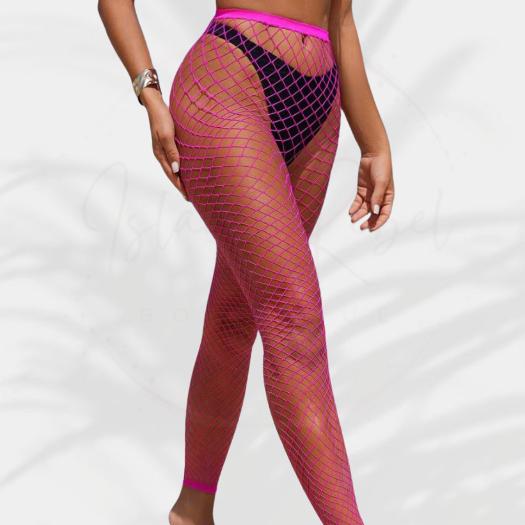 Pink Fishnet Coverup Pants