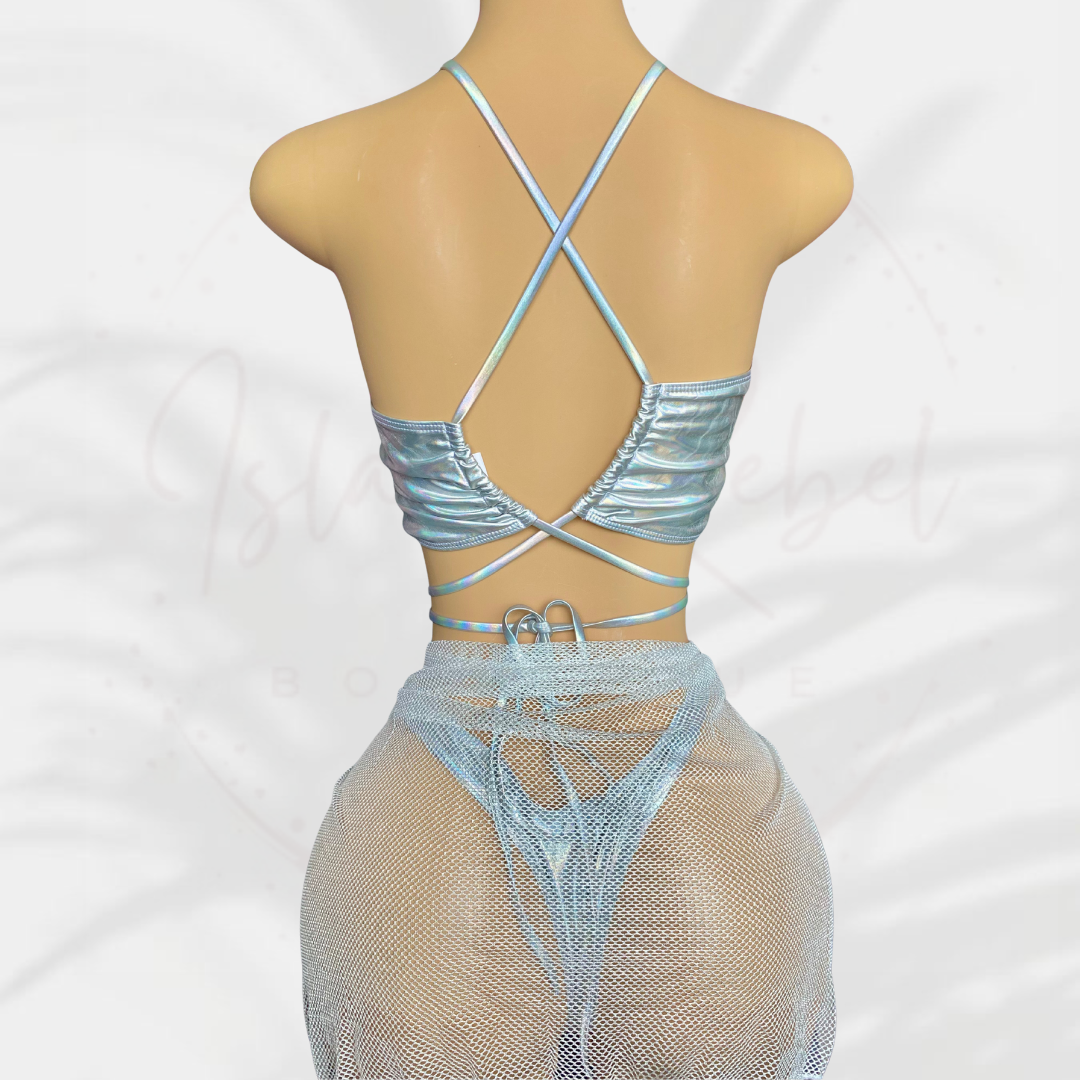 Silver Thong Bikini Set