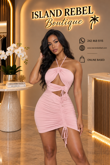 Peach Drawstring Dress