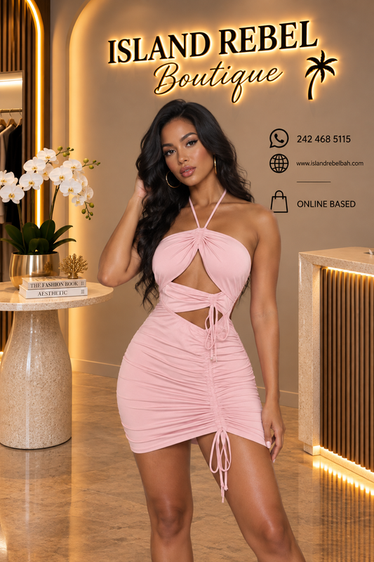 Peach Drawstring Dress