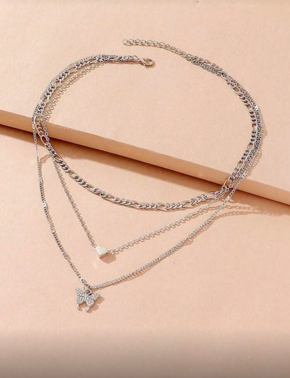 Silver Butterfly Layered Necklace