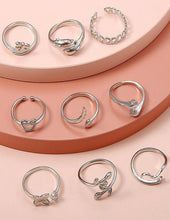 Load image into Gallery viewer, 9 Pcs Silver Toe Rings
