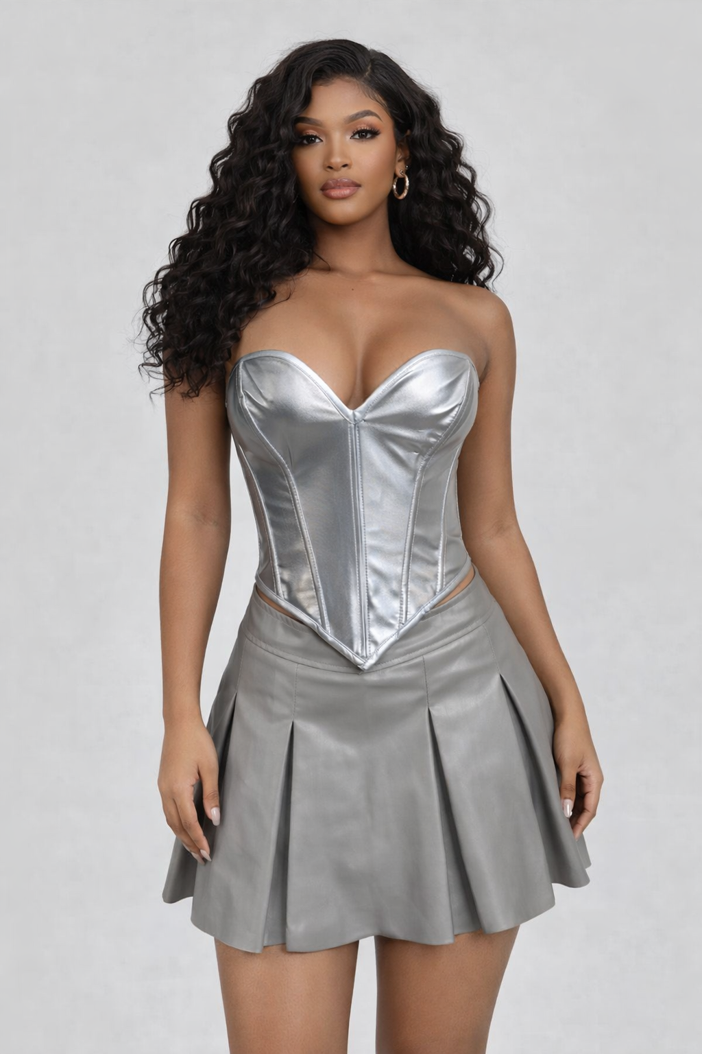 Leather Corset Skort Set