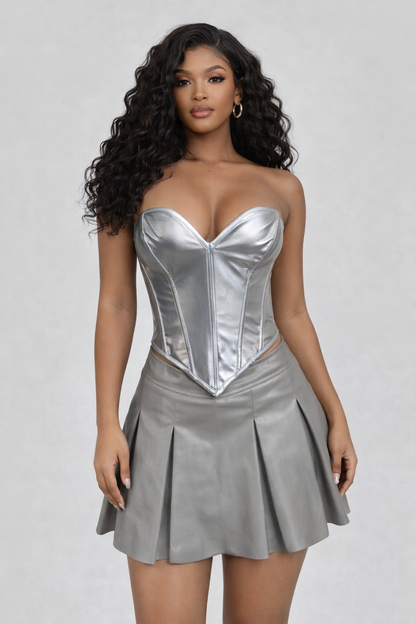 Leather Corset Skort Set