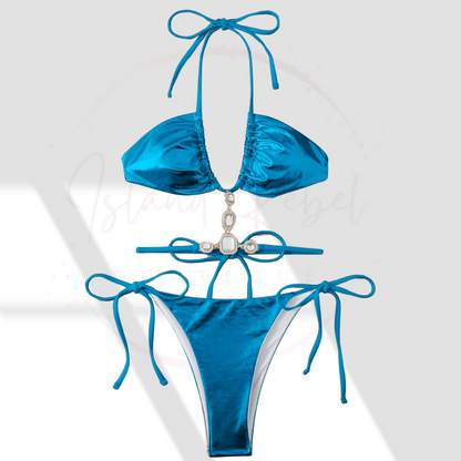 Metallic Rhinestone Bikini