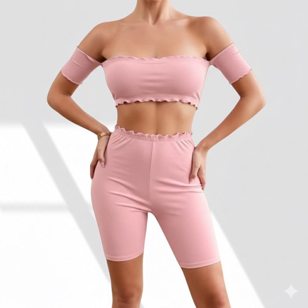 Lettuce Trim Biker Shorts Set