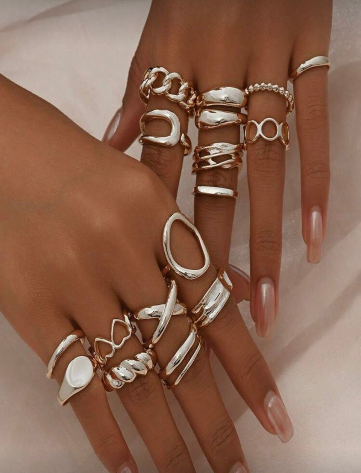 16pcs Silver Ring Set
