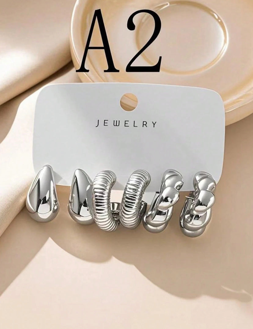 Three Silver Earrings Set