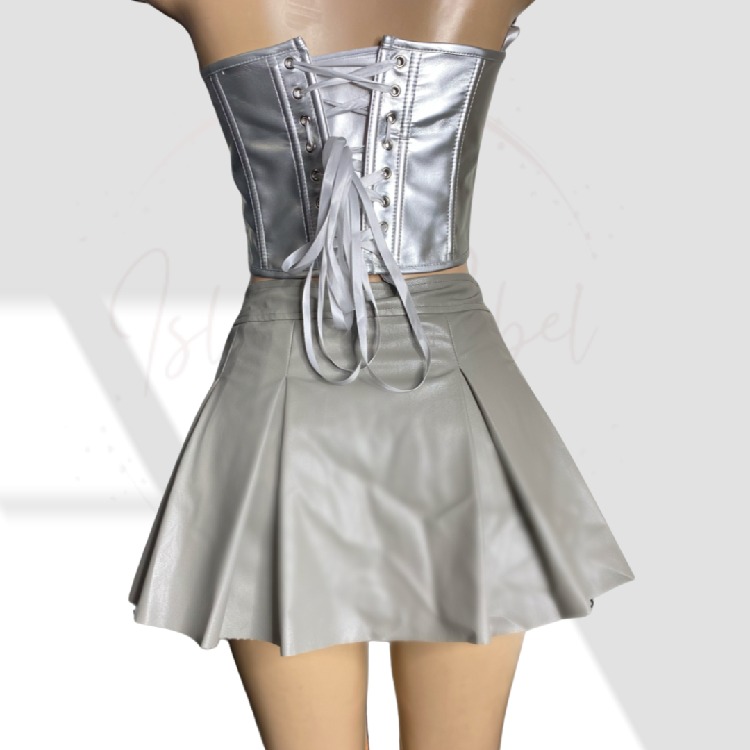 Leather Corset Skort Set