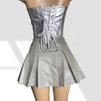 Leather Corset Skort Set