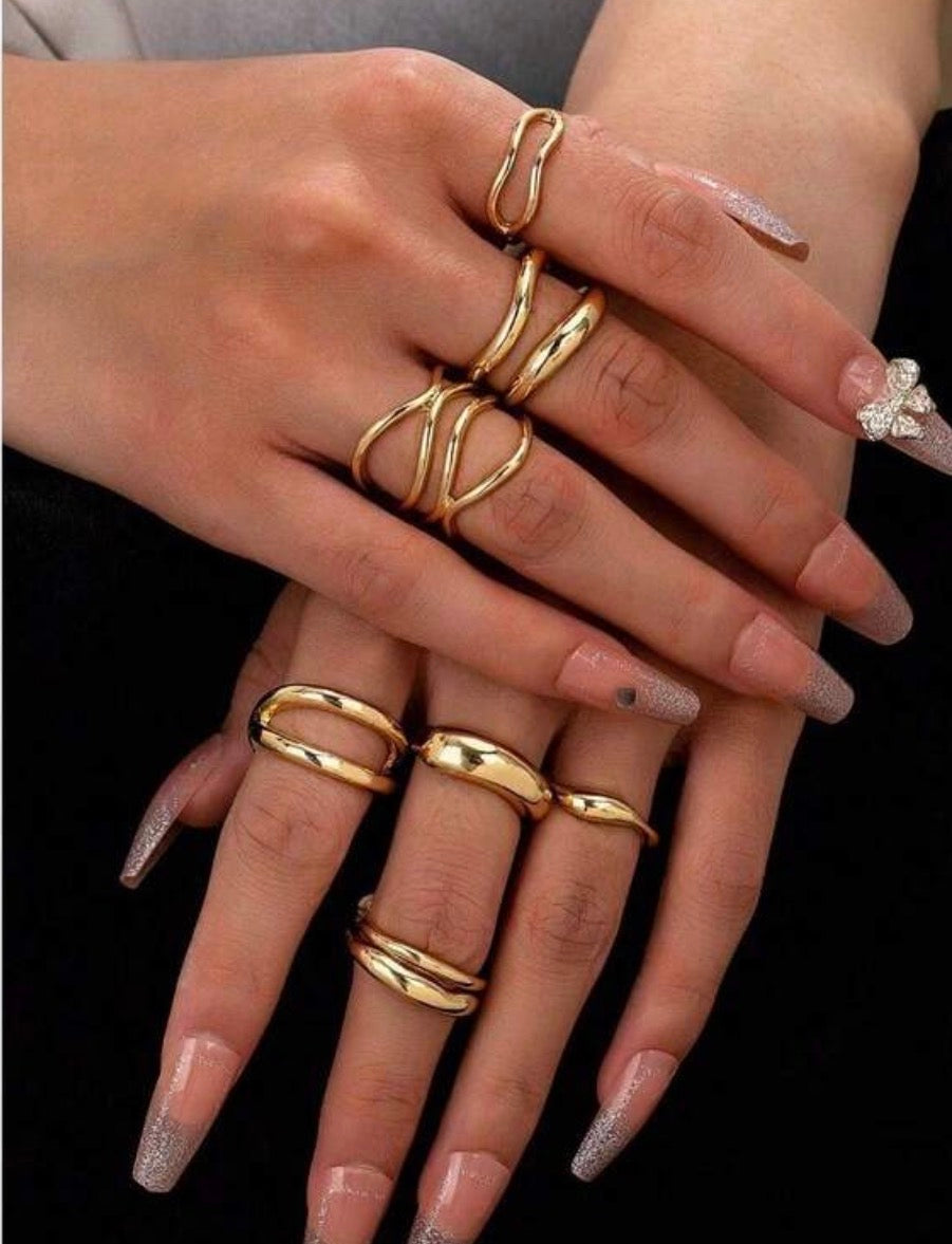 7pcs Gold Ring Set
