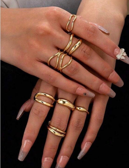 7pcs Gold Ring Set