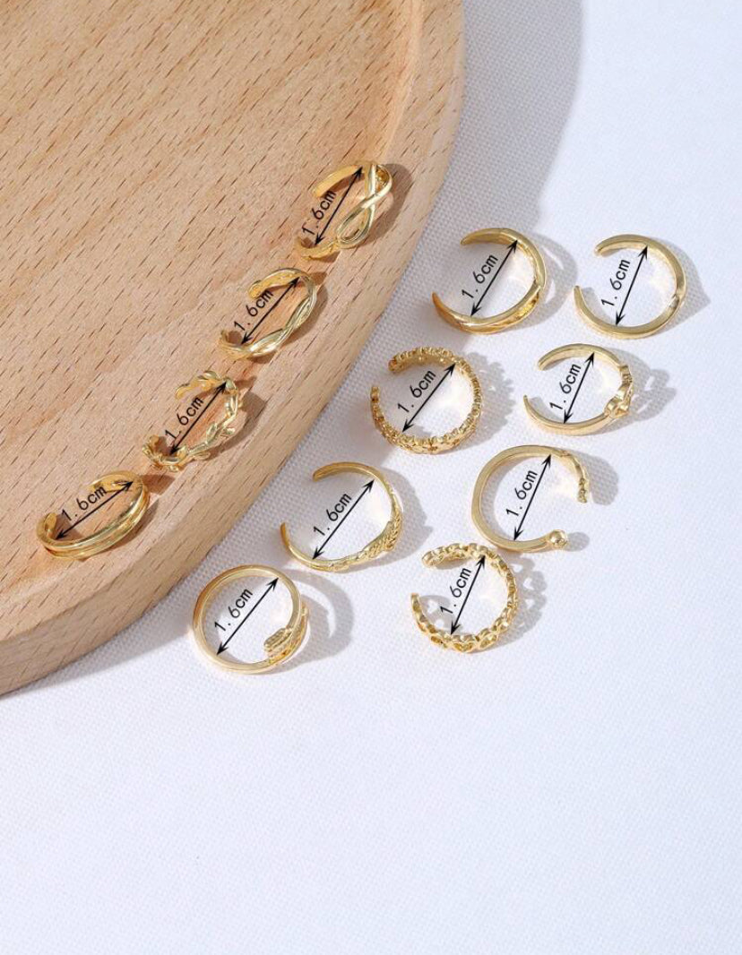 12Pcs Gold Toe Rings