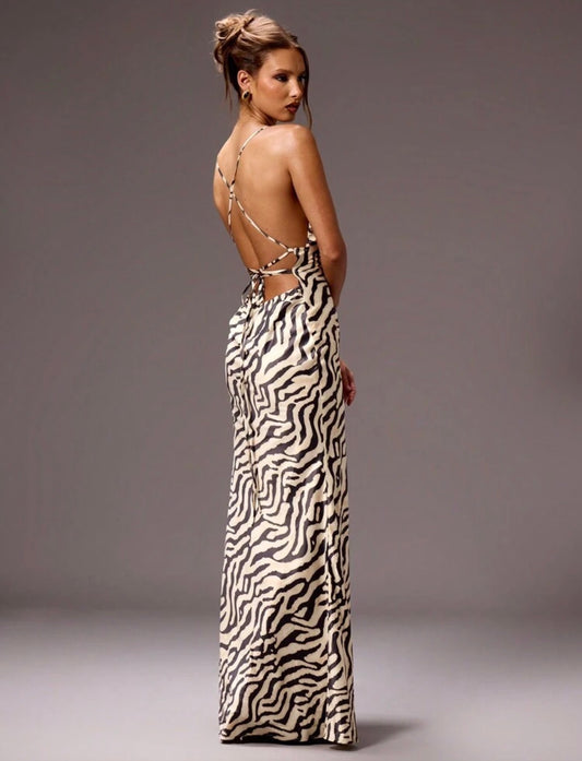 Zebra Striped Maxi Dress