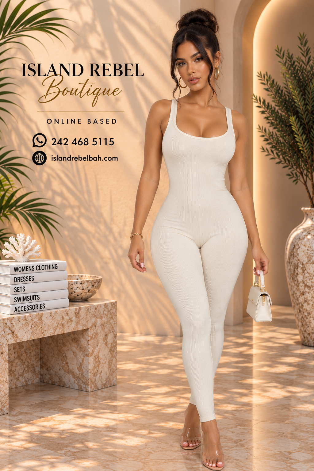 White Mocha Bodycon Jumpsuit