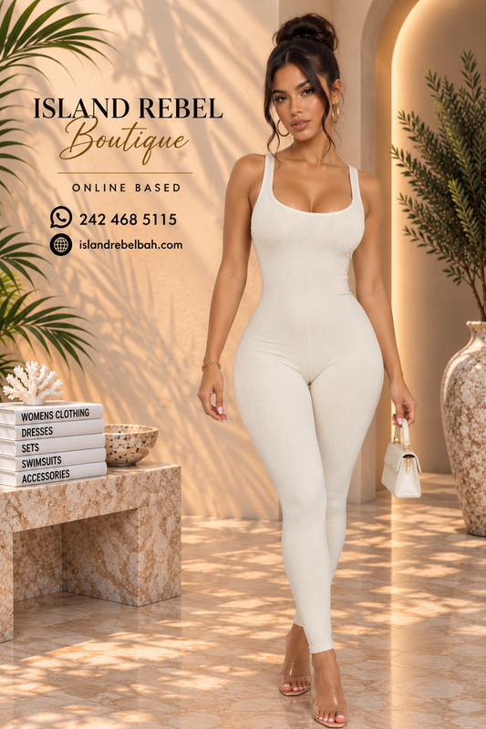 White Mocha Bodycon Jumpsuit