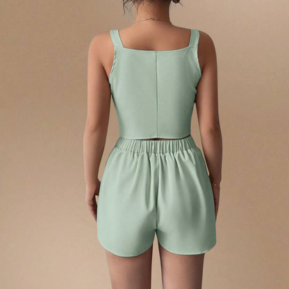 Apricot Pants Set with Vest (Plus Size)