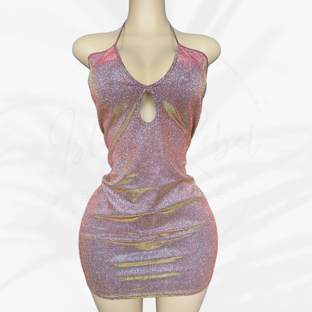 Peek-a-Boo Metallic Dress