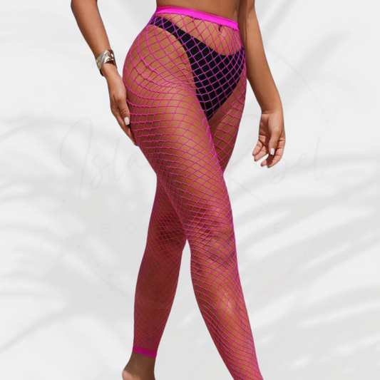 Pink Fishnet Coverup Pants