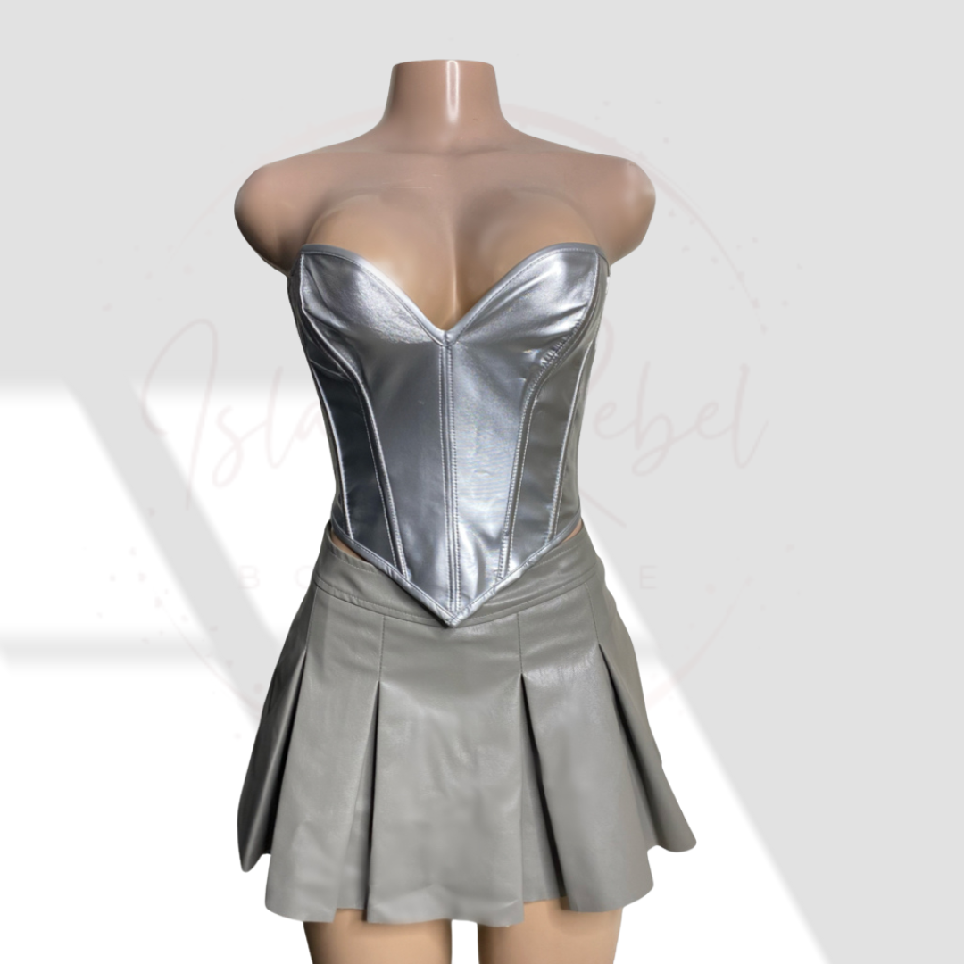Leather Corset Skort Set