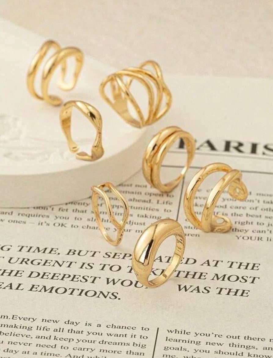 7pcs Gold Ring Set