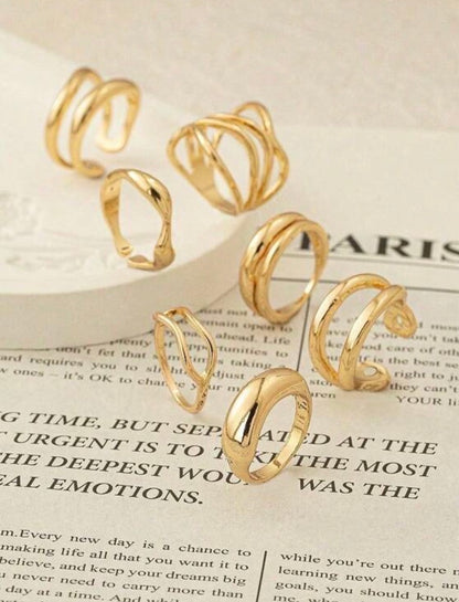7pcs Gold Ring Set