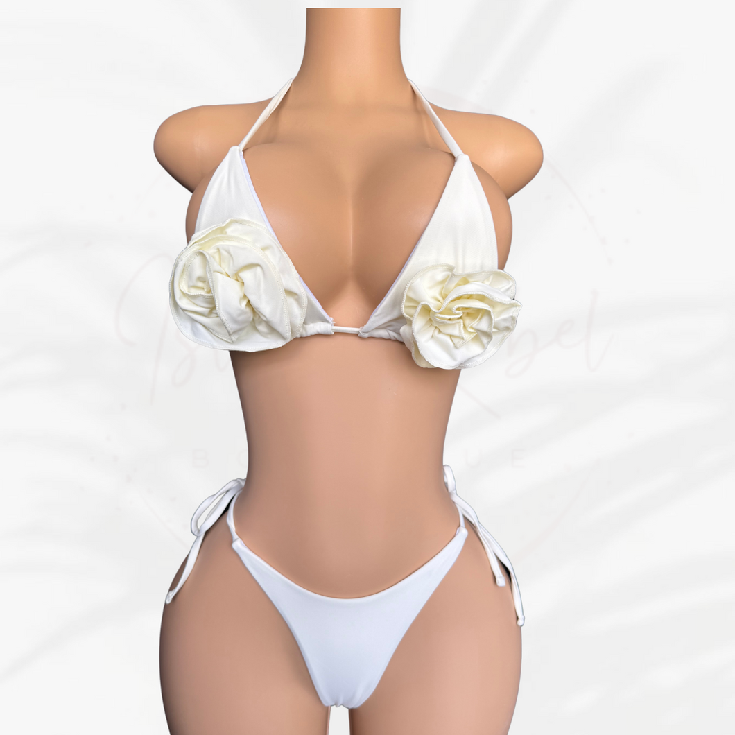 Beige Floral Bikini Set