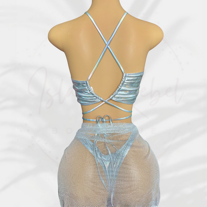 Silver Thong Bikini Set