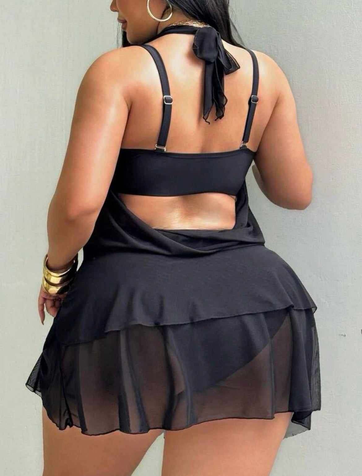 Black Two Piece Skirt Beach Set