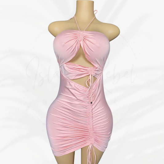 Peach Drawstring Dress