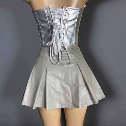 Leather Corset Skort Set