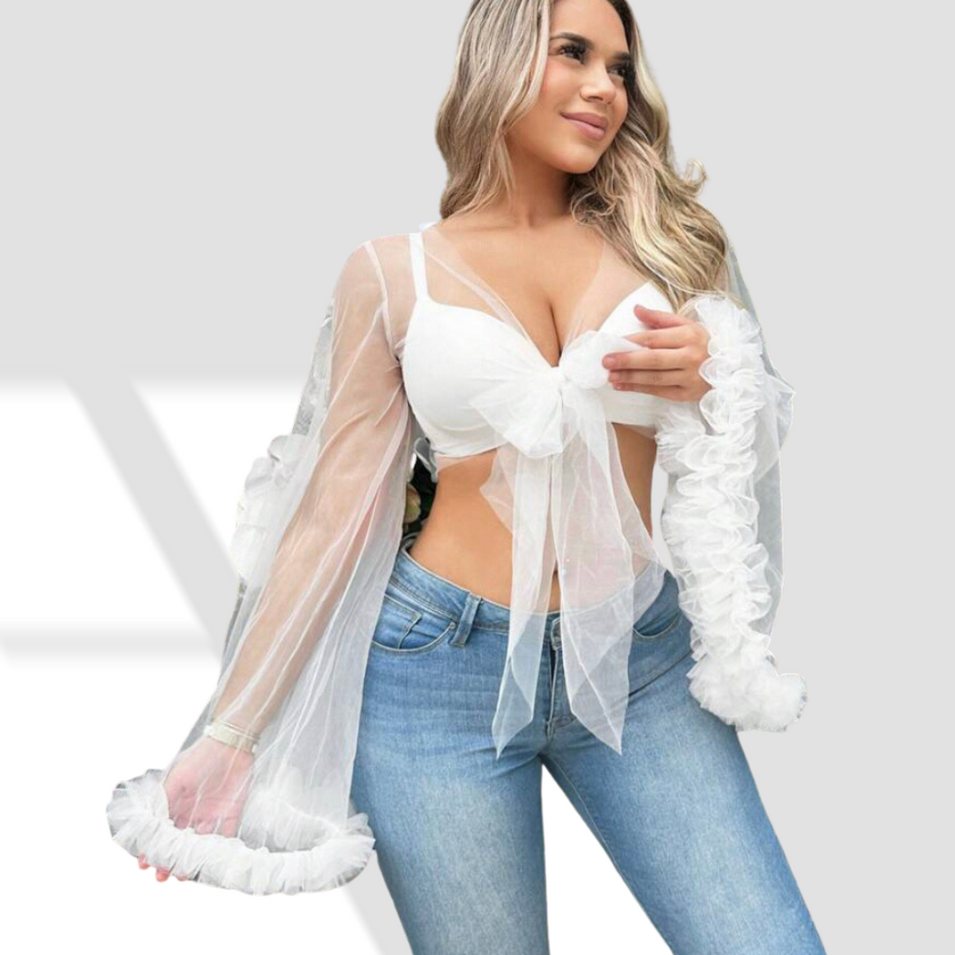 Bell Sleeve Sheer Top